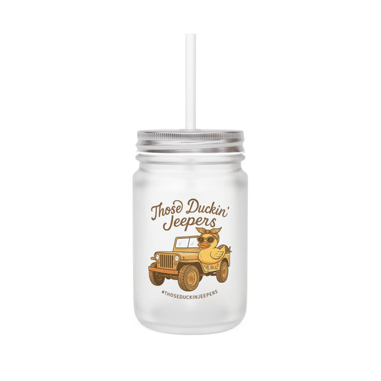 Those Duckin Jeepers Mason Jar with Jeep Design, Ideal for Jeep Lovers, Outdoor enthusiasts and jeep enthusiast