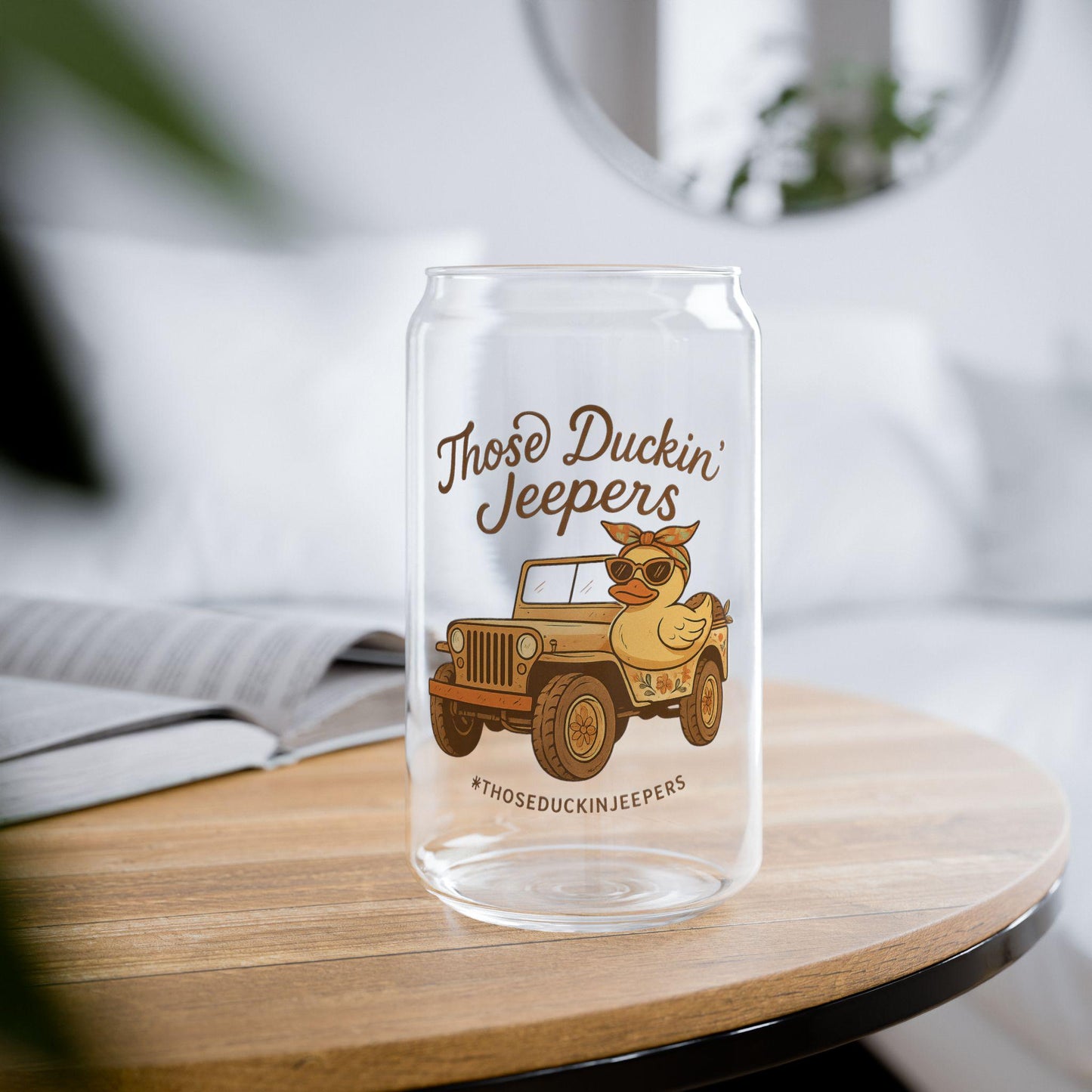 Those Duckin Jeepers Fun Sipper Glass, 16oz - Unique Jeep Lover Gift, Off-R…